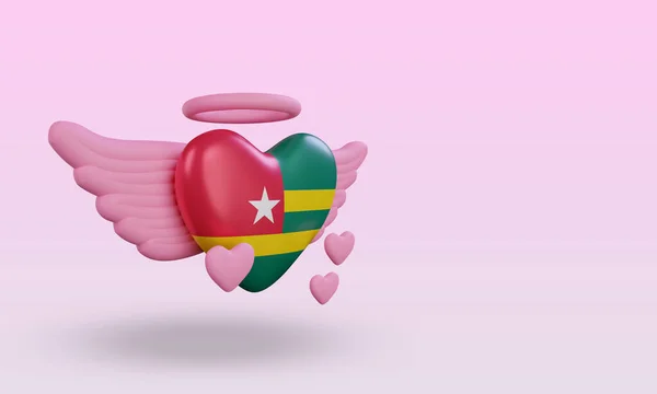 Valentine Love Togo Flag Rendering Left View — Stock Fotó