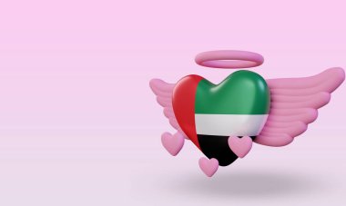 3d valentine love United Arab Emirates flag rendering right view