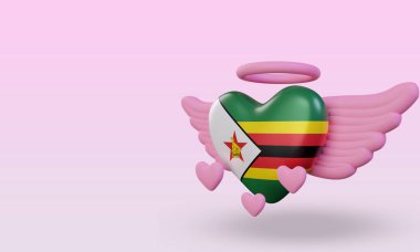 3d valentine love Zimbabwe flag rendering right view