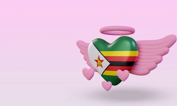 Valentine Love Zimbabwe Flag Rendering Right View — Stock Fotó