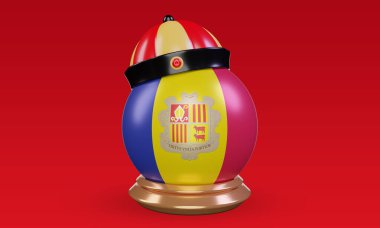 3d chinese newyear Andorra flag rendering front view