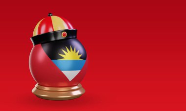 3d chinese newyear Antigua and Barbuda flag rendering left view