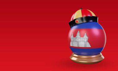 3d chinese newyear Cambodia flag rendering right view