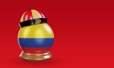 3d chinese newyear Colombia flag rendering left view