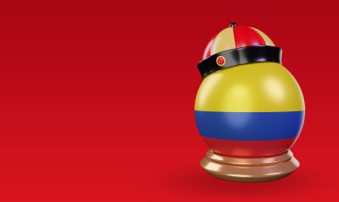 3d chinese newyear Colombia flag rendering right view