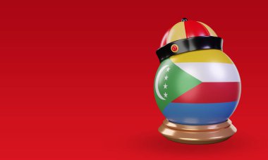 3d chinese newyear Comoros flag rendering right view