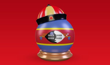 3d chinese newyear Eswatini flag rendering front view