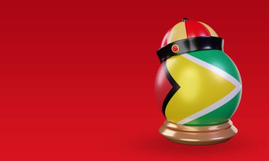3d chinese newyear Guyana flag rendering right view