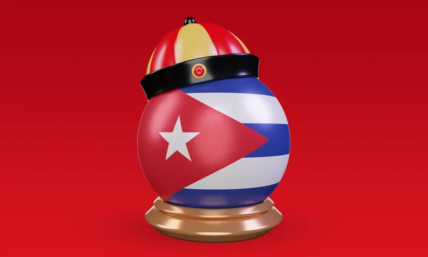 Chino Nuevo Año Bandera Cuba Renderizado Vista Frontal — Foto de Stock