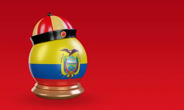 Chinese Newyear Ecuador Flag Rendering Left View — 스톡 사진