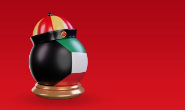 3d chinese newyear Kuwait flag rendering left view