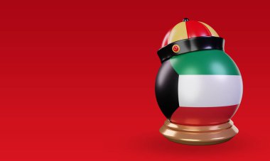 3d chinese newyear Kuwait flag rendering right view