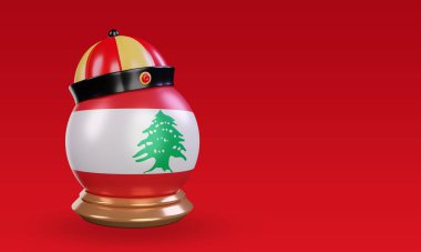3d chinese newyear Lebanon flag rendering left view
