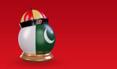 3d chinese newyear Pakistan flag rendering left view