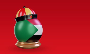 3d chinese newyear Sudan flag rendering left view
