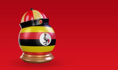3d chinese newyear Uganda flag rendering left view