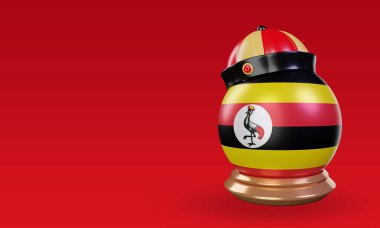 3d chinese newyear Uganda flag rendering right view