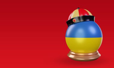 3d chinese newyear Ukraine flag rendering right view