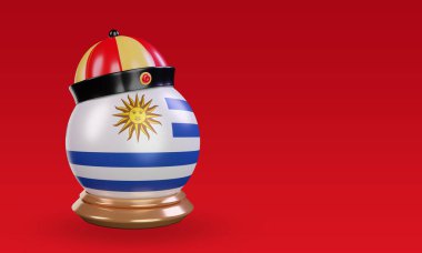 3d chinese newyear Uruguay flag rendering left view