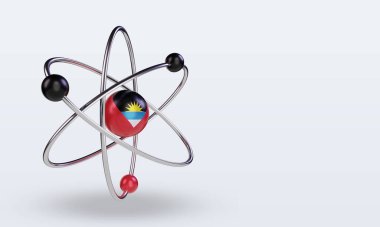 3d science day Antigua and Barbuda flag rendering left view