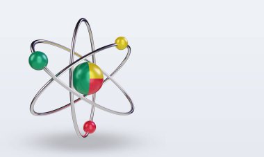3d science day Benin flag rendering left view