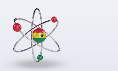 3d science day Ghana flag rendering left view