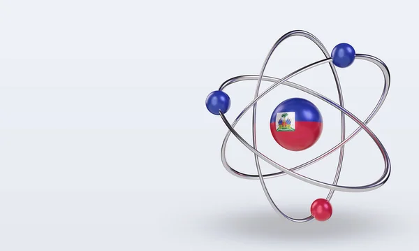 Science Day Haiti Flag Rendering Right View — Zdjęcie stockowe