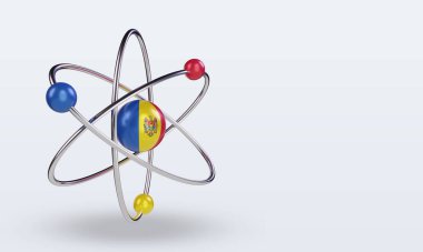 3d science day Moldova flag rendering left view