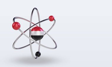 3d science day Yemen flag rendering left view