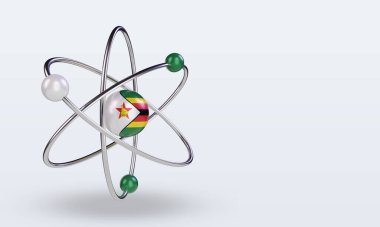 3d science day Zimbabwe flag rendering left view