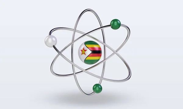 3D Bilim Günü Zimbabwe bayrağı ön görüntüyü gösteriyor