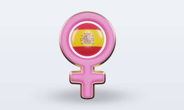 3D kadın gündüz sembolü İspanya bayrağı ön görünüm