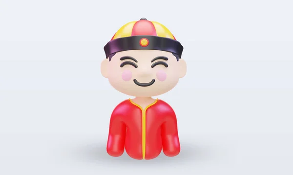 3D中国农历新年中国男孩图标呈现前景 — 图库照片