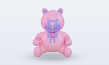 3d Sevgililer Günü Teddy Bear simgesi ön görünümü sunuyor