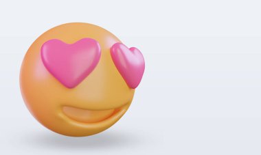 3d Sevgililer Günü Emoji Love simgesi sol görünümü yansıtıyor