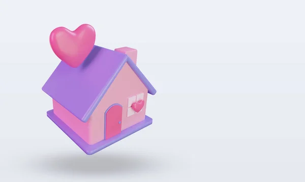 Valentine Day Home Love Icon Rendering Left View — Stock Photo, Image