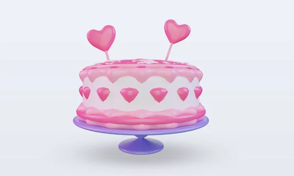 Valentinstag Kuchen Icon Rendering Frontansicht — Stockfoto