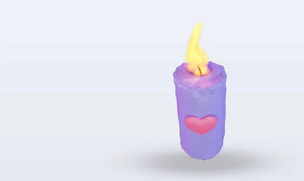 Valentine Day Candle Icon Rendering Top View — Stock Photo, Image