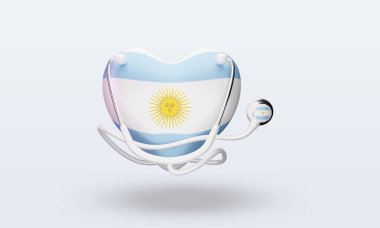 3D Dünya Sağlık Günü Arjantin bayrağı cephe görüşü sunuyor
