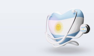 3D Dünya Sağlık Günü Arjantin bayrağı sağa bakıyor