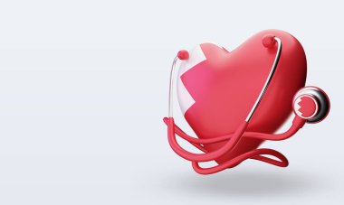 3D Dünya Sağlık Günü Bahreyn bayrağı doğru görünüm veriyor