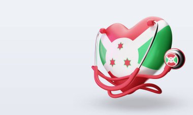 3D Dünya Sağlık Günü Burundi bayrağı sağa bakıyor