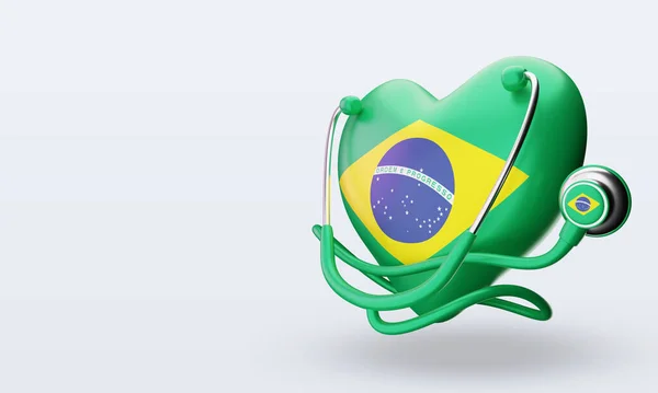 Всесвітній День Здоров Бразилія Прапор Показує Правильний Погляд — стокове фото