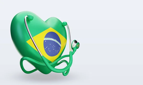 World Health Day Brazil Flag Rendering Left View — Stock Photo, Image