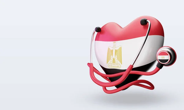 3D世界保健デーエジプトの旗の右側のビューをレンダリング — ストック写真