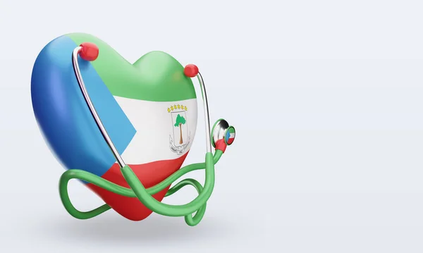 3D世界卫生日赤道几内亚国旗左看 — 图库照片