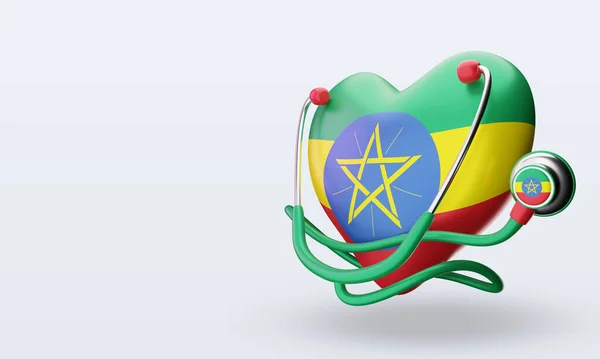 Világ Egészségügyi Nap Etiópia Zászló Rendering Jobb Nézet — Stock Fotó