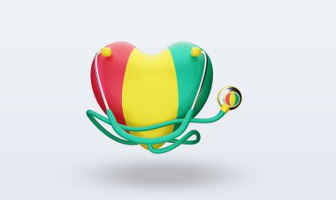 3D Dünya Sağlık Günü Gine Bissau bayrağı cephe görüşü sunuyor