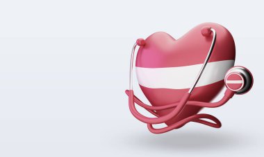 3d dünya sağlık günü Letonya bayrağı doğru görünüm veriyor