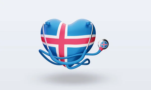 World Health Day Iceland Flag Rendering View — стокове фото